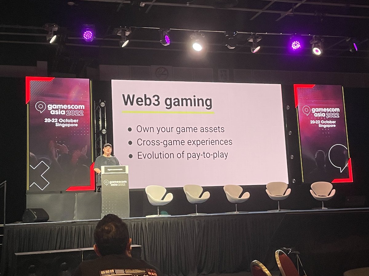 TheJaFung's tweet photo. Thanks for having me as keynote speaker #gamescomasia2022, lots of interest in Web3 gaming here!

Thank you Singapore's Minister of State, Ministry of Trade and Industry &amp; Ministry of Culture, Community, and Youth @alvinshtan for spending his valuable time to learn about #Meta0 https://t.co/GOxPF2blPY