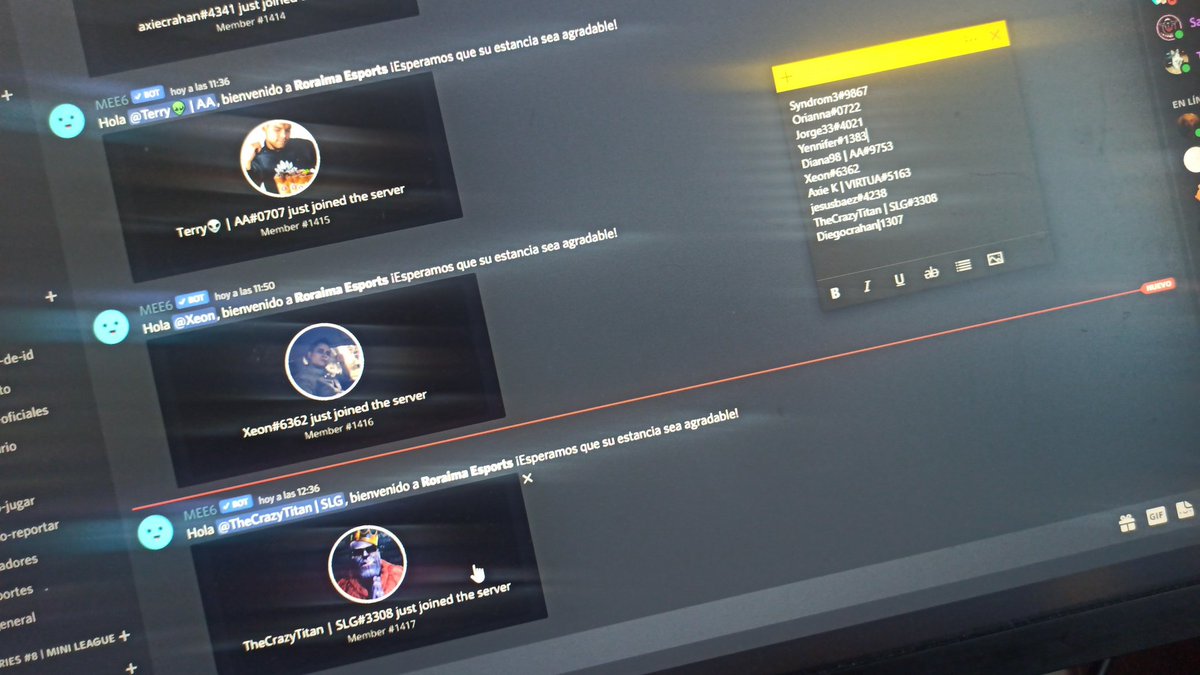 roxanaMCD's tweet photo. Hace una hora asigne el rol de Discord #CCCCup a los participantes que habían completado su inscripción en https://t.co/4uCeilgLdR y los que aún no estaban los anote en una lista para poder revisar más tarde si ya entraron. https://t.co/C2s167d1ox