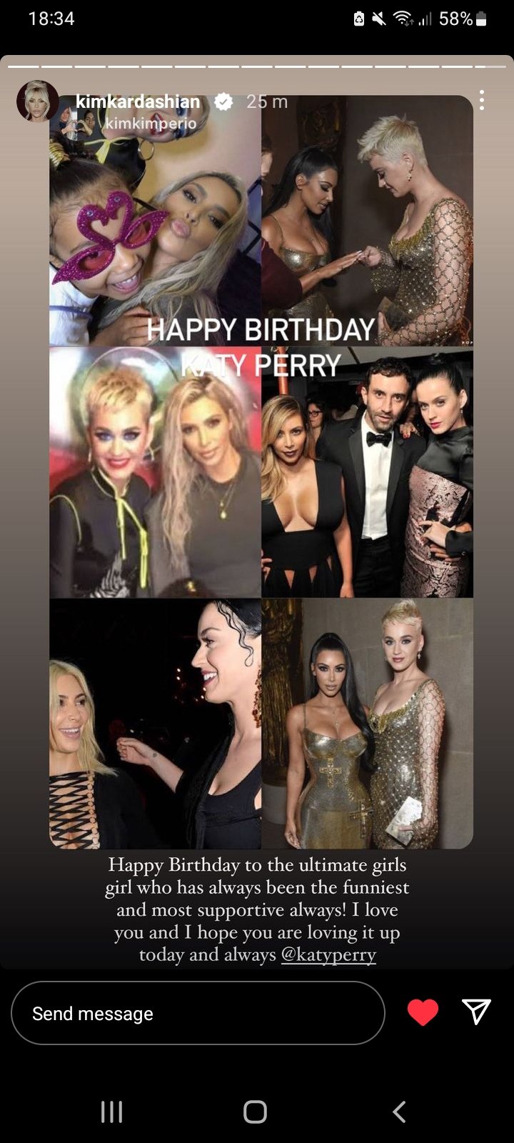 Kim Kardashian wishes Katy Happy birthday via ig stories 