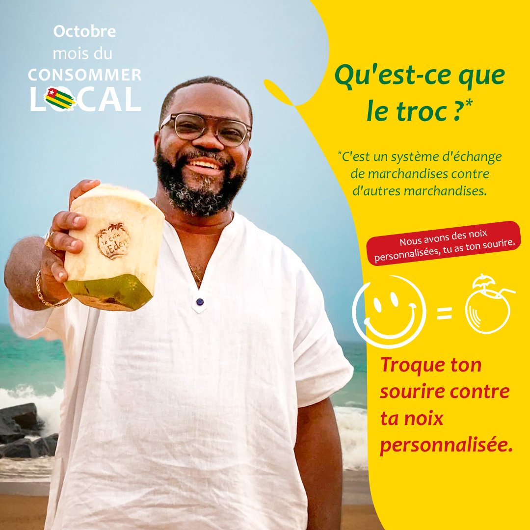 lecoindeden's tweet photo. Et si on donnait un petit coup de boost à ce mois de la consommation locale ...
Pour bien clôturer cette initiative locale, troquer votre sourire. On vous fait gagner à vous et une personne de votre choix, deux (2) noix de coco personnalisées selon vos envies. 
------------------ https://t.co/ag6RVoBnuk