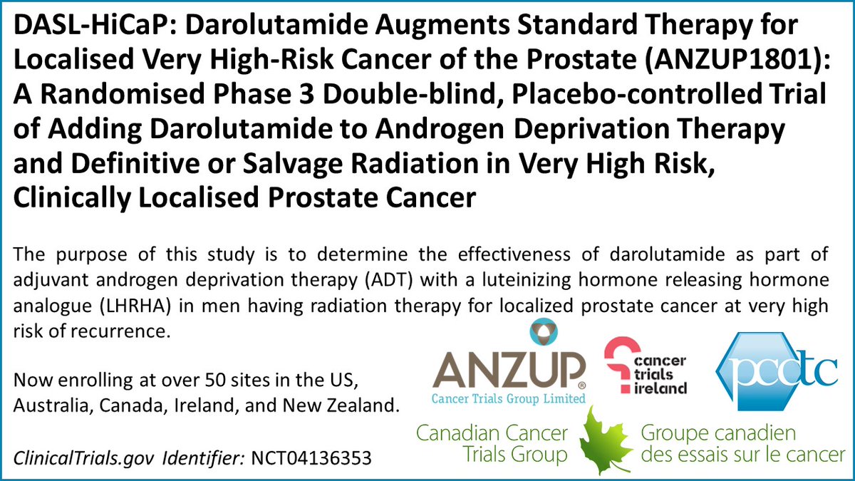 Under the leadership of Dr. Robert B. Montgomery, @UWMedicine / @fredhutch opened and enrolled its first #prostatecancer patient to the phase 3 DASL-HiCaP (NCT04136353) clinicaltrials.gov/ct2/show/NCT04…