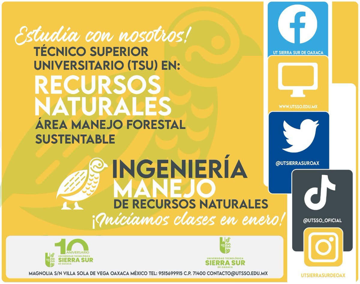 j_sumano's tweet photo. Comparto con ustedes la oferta educativa de la @utsierrasuroax Iniciaremos cuatrimestre en enero del 2023. También pueden consultar nuestra página oficial https://t.co/Hw9HqLWRIc para más o formación. https://t.co/2WXFQsNuys