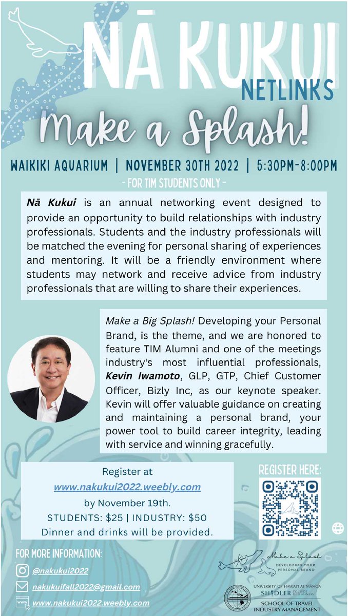 Super excited to be the keynote speaker at the annual Na Kukui networking event for the Univ of Hawaii TIM school of future industry leaders! I'm a proud alumni of UH TIM school &amp; this is an honor to be able to give back. #eventprofs #TIMalumniassociation #UHTIMSchool #Biztravel