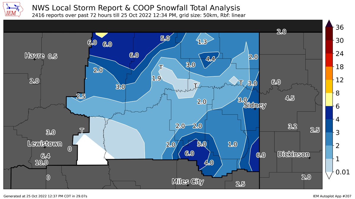 NWSGlasgow's tweet photo. Here is the map of this weekend's snowfall totals across our region based on the reports we received. A big thank you to everyone who contributed and sent us their snowfall totals!
#MTwx #MTsnow https://t.co/n54RB0d4uV