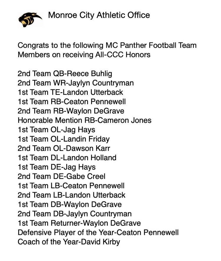 2022 All-CCC Football-Monroe City
#MCPRIDE🏈