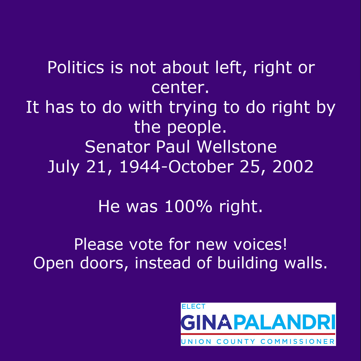GinaforUnion's tweet photo. 20 years ago we lost a public servant.  We lost a Senator, his wife, his daughter, five staffers, and two pilots.  He worked across the aisle and authored multiple bipartisan bills that passed.  His goal was simple: We all do better, when we all do better. #Wellstone https://t.co/3Ah0tBLWVx