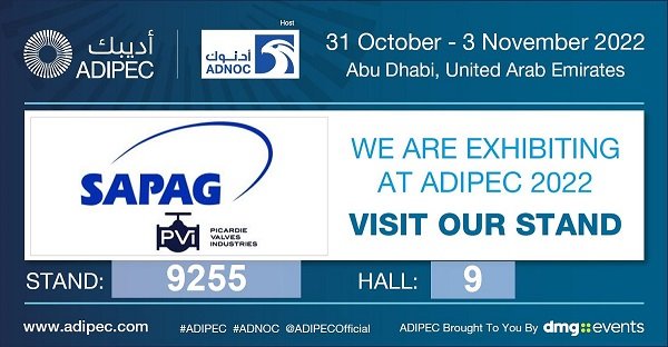 The PVI team is pleased to announce its participation as an exhibitor at the #ADIPEC show in ABU DHABI from October 31st to November 3rd. Meet us in Hall 9 at stand 9255.
To get your visitor's pass, please contact directly Mr J.L Ndikuma: mail  jean-luc.ndikumana@pvi-valves.com.