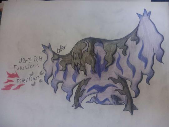 DeepZekrom's tweet photo. #BeastMonth Day 25, Warm! UB-?? Pelt aka Furocious the Inferno Pokemon, a Fire Dark type based on Animal Pelts, Sheet Ghosts and the Boroboroton Yokai #fakemon #fakemonartist #artchallenge #ultrabeast https://t.co/94KndpVxSs