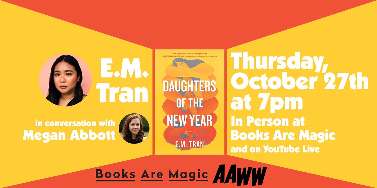 this is happening thursday, 10/27, @booksaremagicbk! co-sponsored by @aaww💛 in person and streaming on youtube. if you’re in NYC i’d love to see you 🥰 also @meganeabbott’s gonna be there so it’s a real party! tickets here: bit.ly/3W4iGQg