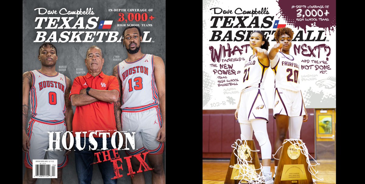 RELEASE: @UHCougarMBK and @ffladyeagles grace the covers of the 2022-23 edition of Dave Campbell's Texas Basketball. texasbasketball.com/article/2022/1… Cover 📸: @hamiltontx and @aa7ron