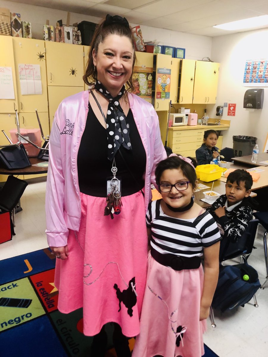RodriguezElem's tweet photo. Our theme for today is, "Dress in 1950's style" since we are celebrating the 50th day of school! 5⃣0⃣ https://t.co/P12wCJXhdI