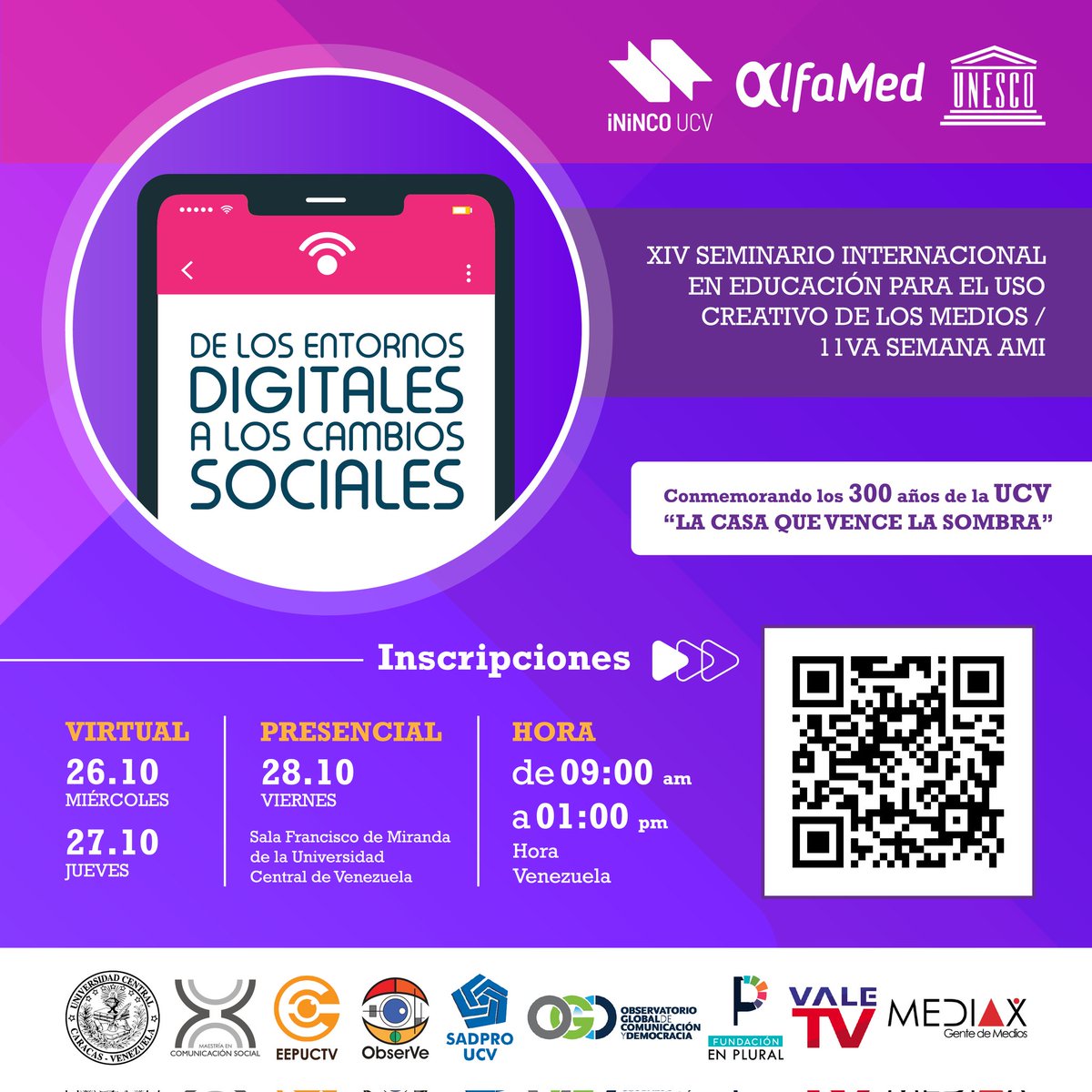 FerrarelliM's tweet photo. 📲 Estaremos hablando sobre #AlfabetismosAumentados para aprender y enseñar en la cultura (post)digital.
📍 Inscripciones en el QR
#UNESCO #ALFAMED #AMI #CulturaDigital #RedesSociales #EntornosDigitales #Videojuegos #Educomunicación
#PrácticasMestizas https://t.co/hoYMnBnDcA