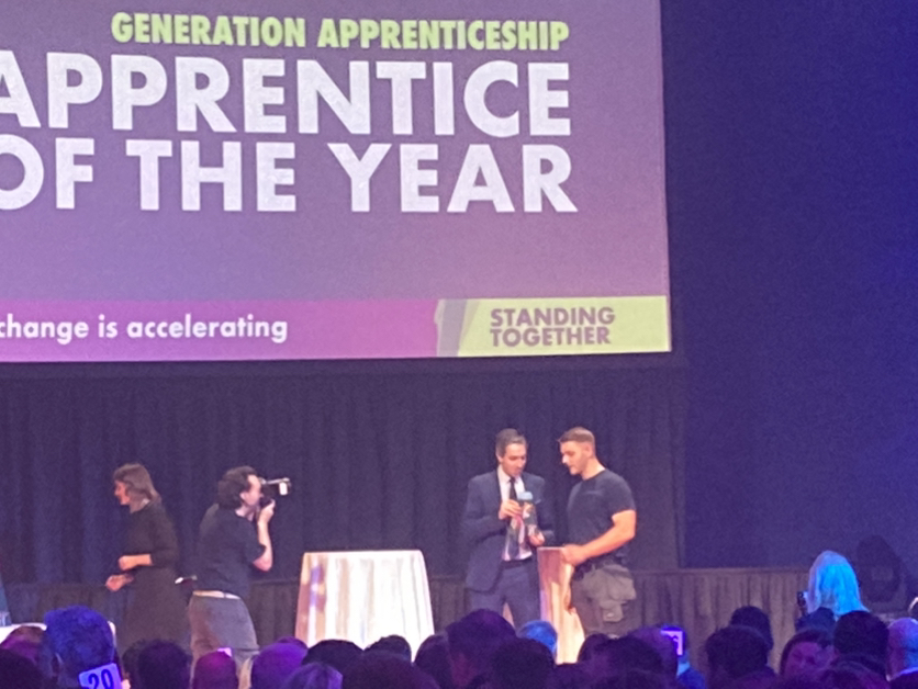 And the winner of #GenerationApprenticeship Apprentice of the Year is Brian Riordan from Dublin, employed by Designer Group. Congratulations! @SOLASFET
