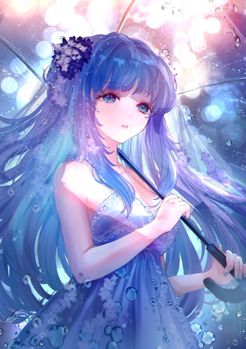 雨の向こうを見つめる少女#あなたの目線外し絵を見せてください 