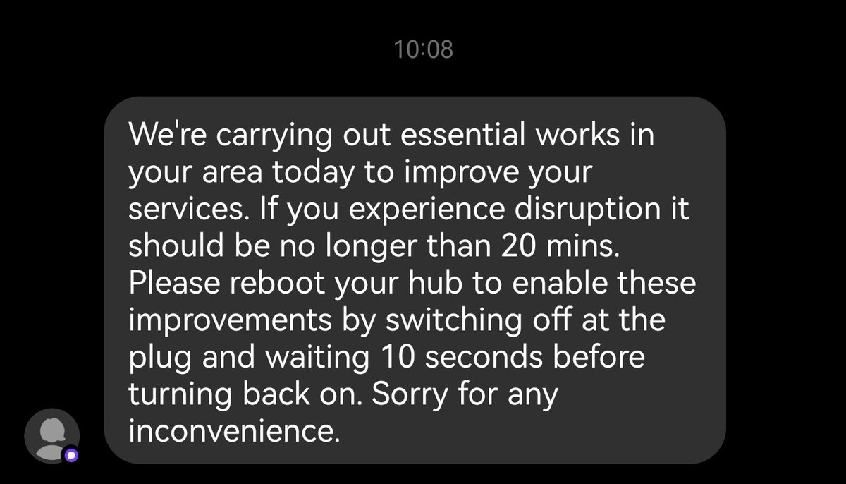 Sectimus's tweet photo. @virginmedia I pay for the fastest gigabit package you have, I work from home as a software dev and you leave me on *literal* dial up speed hours after you "improve" my services?? https://t.co/vjIDJAZmGl