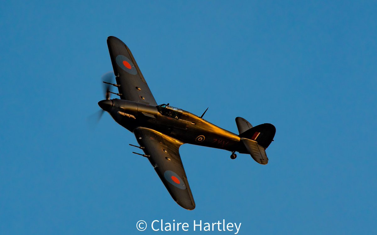 The low sun casting a golden glow on Hurricane PZ865