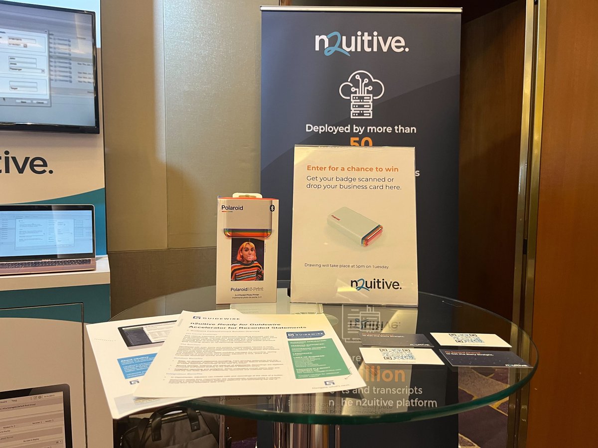 Stop by our booth (B1) today at #GuidewireConnections for a chance to win a Polaroid camera printer! Simply scan your badge or leave us with your business card to enter the #giveaway. 

The winner will be announced at 5pm - stop by before then! #n2uitive