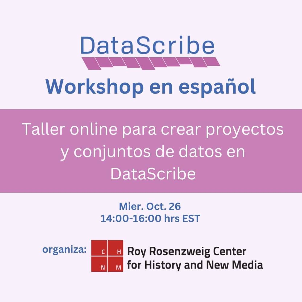 There is still time to register for tomorrow's DataScribe Workshop en español! Join us tomorrow, Wednesday, October 26th at 2pm EST: gmu.zoom.us/meeting/regist…