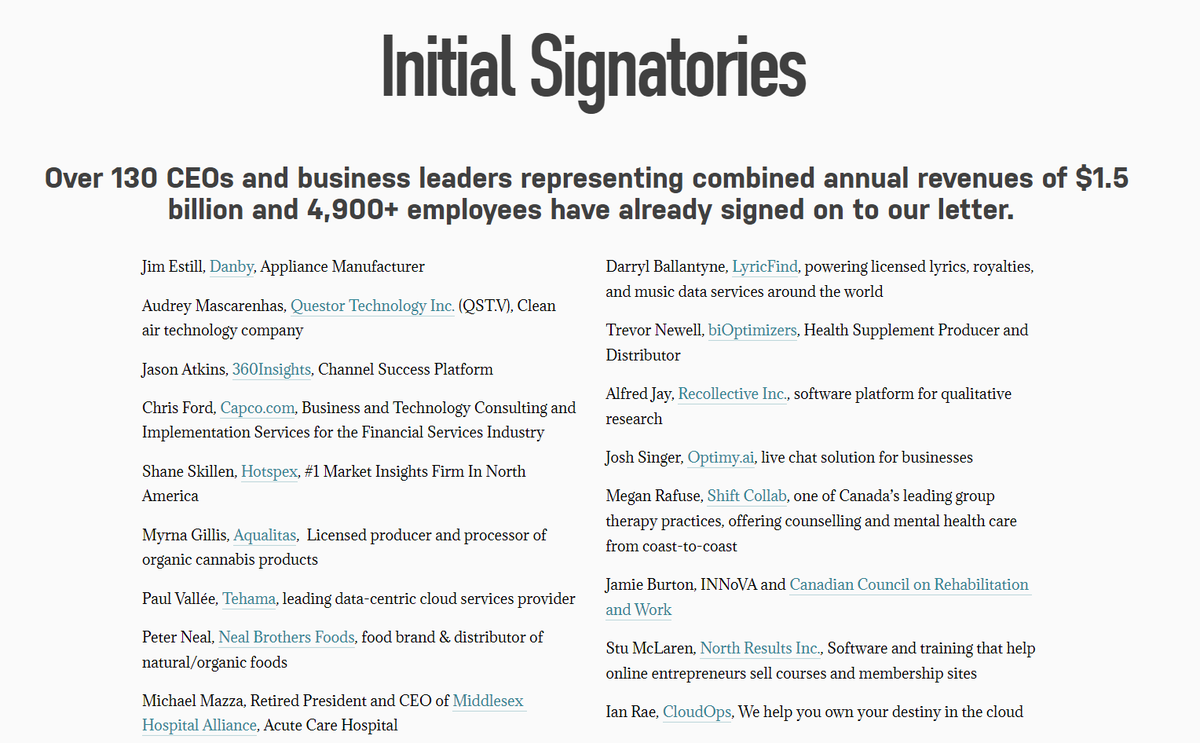 ubi_works's tweet photo. Over 130 Canadian CEOs and business leaders, representing $1.5 billion/year in combined revenues and 4,900+ staff, have signed onto our letter calling for Basic Income.

See the full list of signatories here: https://t.co/tyBhsCkC6G

#CEOsforBasicIncome https://t.co/bwrrCnrNN2
