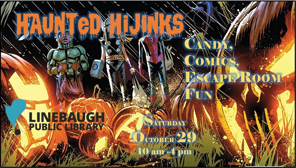 Need some spooky fun this weekend? Join us this Saturday at Linebaugh from 10 am - 4pm for Haunted Hijinks! We'll have comics and candy while supplies last. Movies, caricatures, and an escape room on the 2nd floor. Dress the little ones up!
rclstn.org/events/haunted…