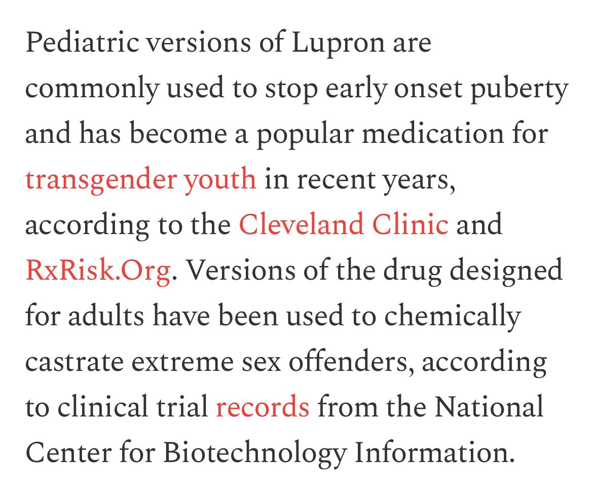 America1stLegal's tweet photo. /4 These “gender-affirming” drugs include Lupron, a drug used to chemically castrate sex offenders:
https://t.co/XI2EyZhcpO https://t.co/9BpBWR0uay