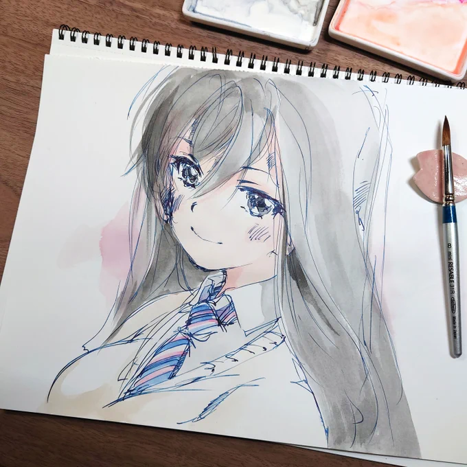「スーパーカブRei」単行本1巻読んだ!んでもって衝動的に描いた礼子嬢(。 #スーパーカブ 