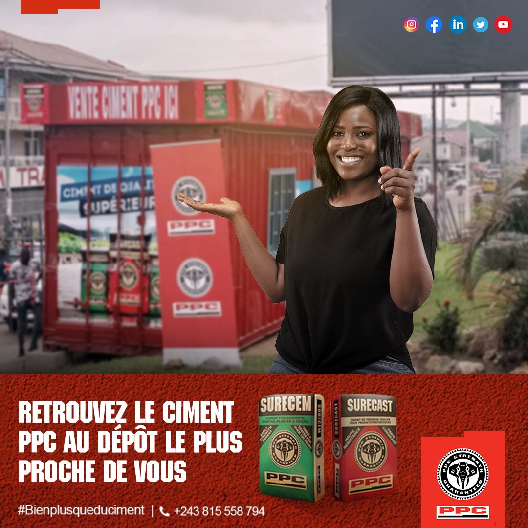 PpcProduits's tweet image. Retrouvez nos ciments dans les dépôts PPC à un prix abordable.

Besoin d&apos;une assistance ?
Contactez le +243 815 558 794

#BienPlusQueDuCiment #Ciments #Dépôts #Construire #PPCRDC