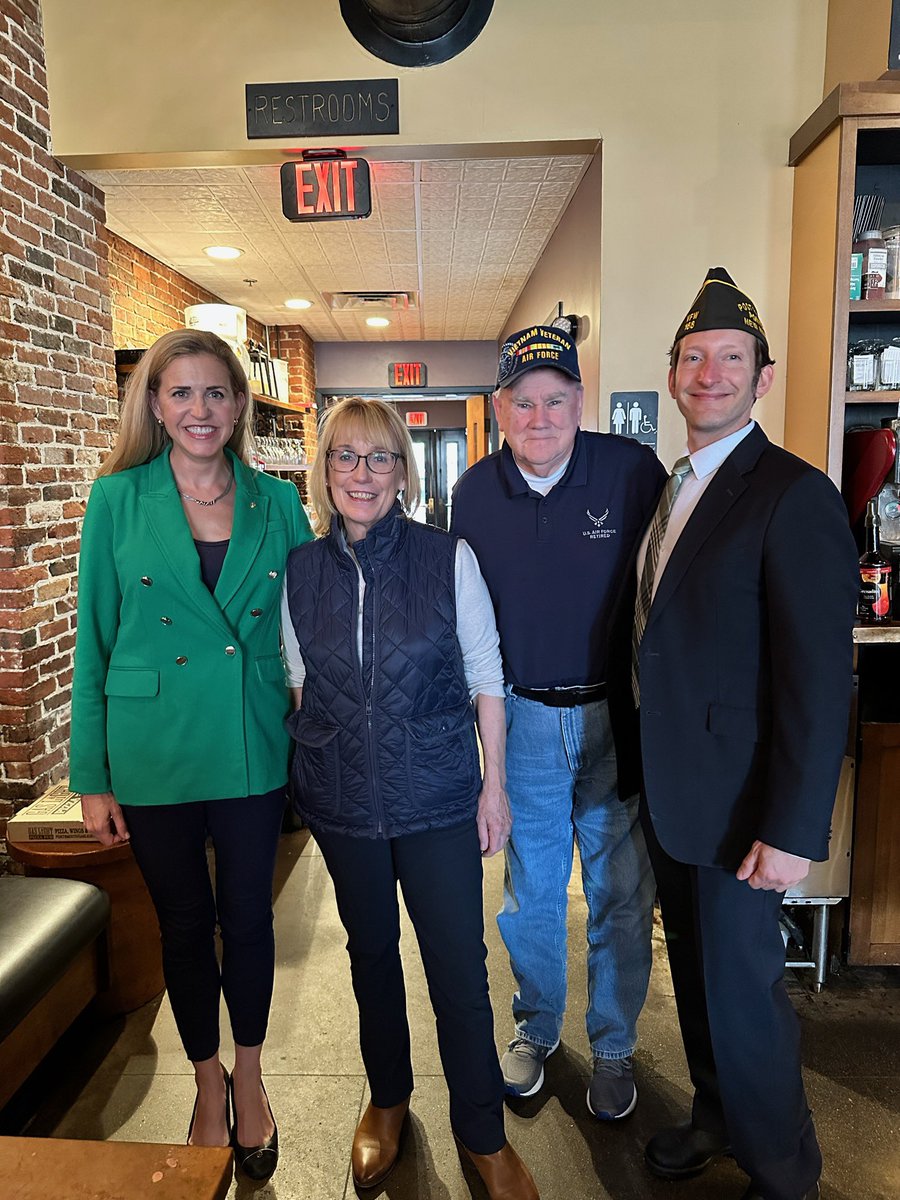 We were proud to join @Maggie_Hassan in Portsmouth today for a conversation with fellow #Veterans. Sen Hassan championed the PACT Act & always has our backs. #NHPolitics @JoshDenton18 #NHSen @NHDems @OrganizeNH