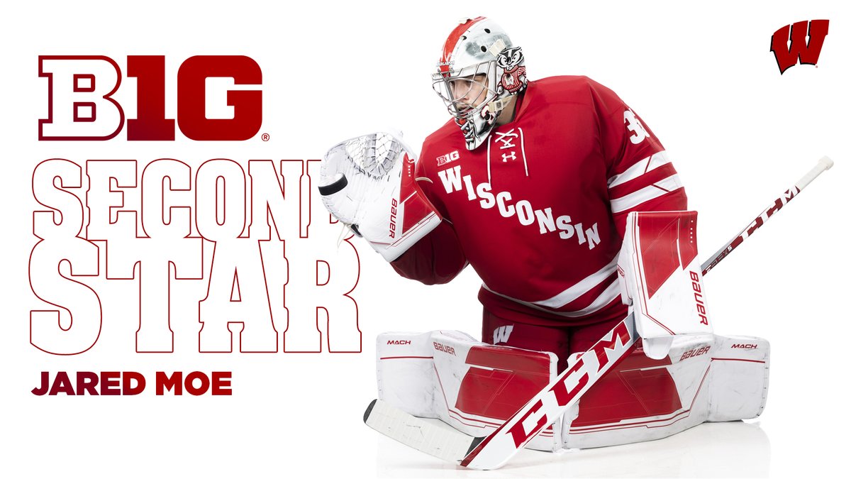 BadgerMHockey's tweet photo. Two wins over a top-10 team

A shutout and 73 saves on 75 shots

That's a B1G-time weekend for Second Star @MoeJared https://t.co/VlnL2FPlmR