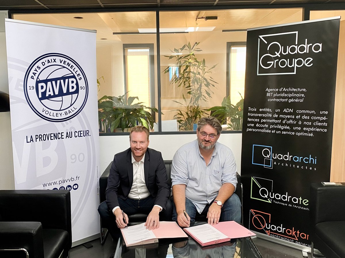 Pavvb's tweet photo. [PARTENAIRE MAJEUR] 

QUADRAGROUPE renouvelle son partenariat pour les deux prochaines saisons ! 

Plus d'informations sur le partenariat ici : https://t.co/iJRzf8fIT1

#volleyball #partenaire #RBL #pavvbbusinessclub #laprovenceaucoeur #volleyballenprovence https://t.co/gLyhxDZHJD