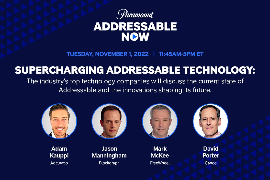 blockgraph's tweet image. Excited for @blockgraph CEO Jason Manningham to take the stage with industry leaders from @FreeWheel @CanoeVOD and @Adcuratio at Paramount's AddressableNow event Tuesday, 11/1. Virtual registration still open! addressablenow2022.splashthat.com
#AddressableNow #BlockgraphThatData