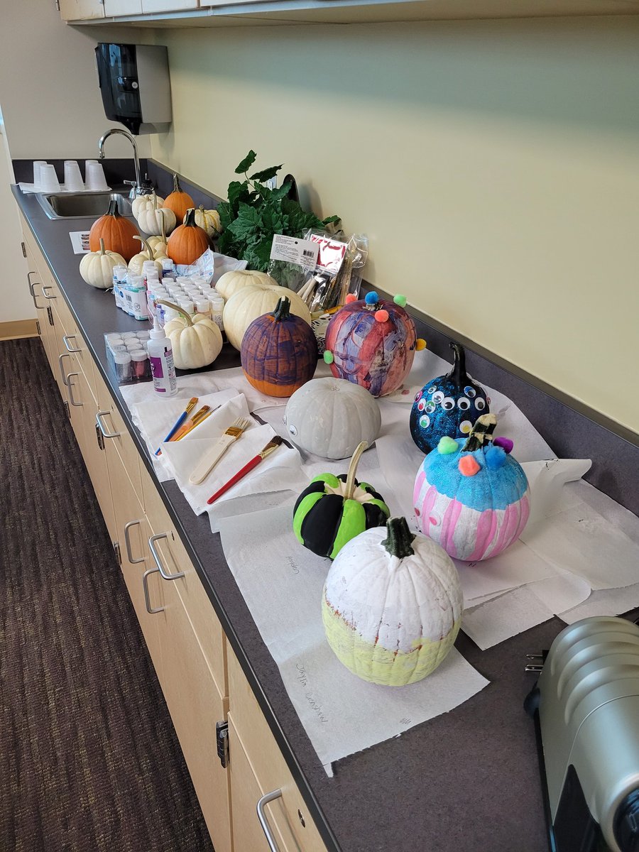 SLPaly's tweet photo. Practice planning, following directions, complimenting others, and discussing calming strategies has never been so fun! Pumpkin painting in spot group this morning was a hit. It was amazing how many students had never had the opportunity to decorate a pumpkin. https://t.co/tysVK8LHki