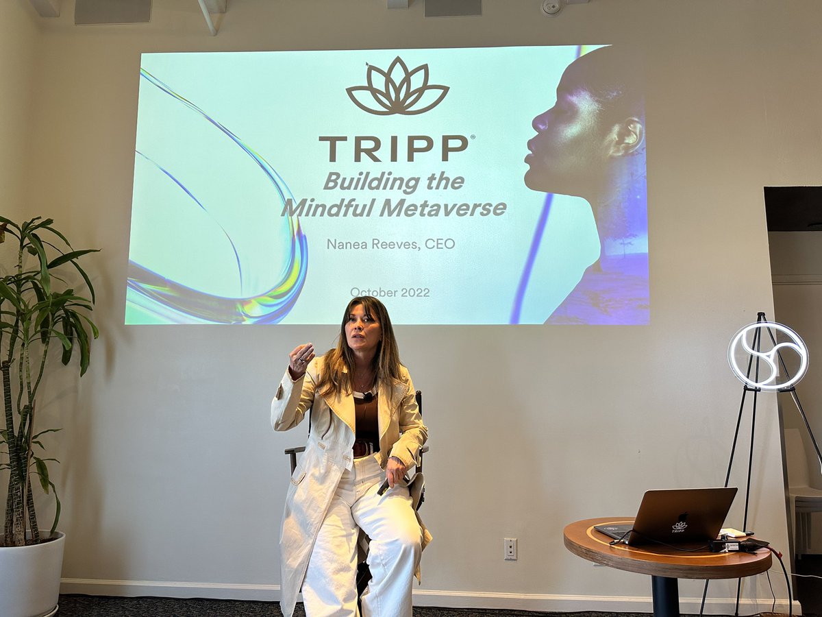 EvolutionSvc's tweet photo. Panel on Building the Mindful Metaverse with Nanea Reeves, @TRIPPVR, hosted by @geoffgraber #EvolutionAllHands https://t.co/qnlOTWCL1I