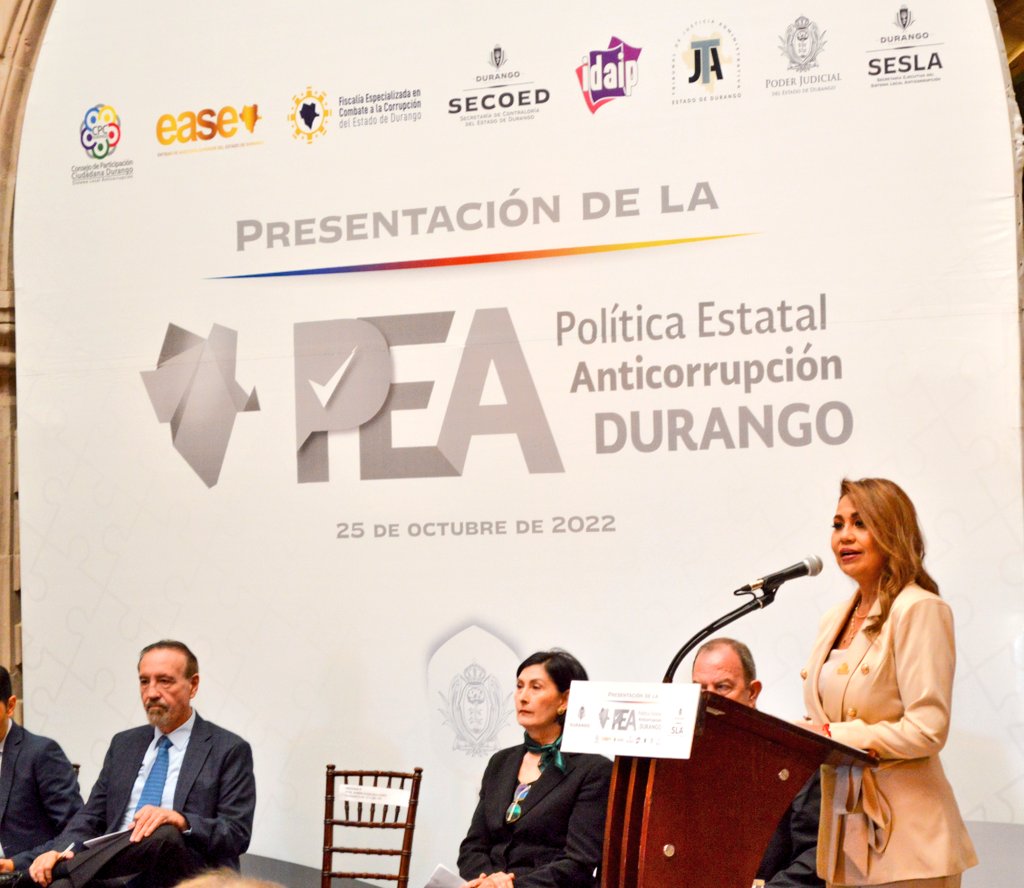 TElectoral_Dgo's tweet photo. #EnLaAgenda | La Magistrada Presidenta del #TEED, @by_maldonado, asistió a la Presentación formal de la Política Estatal Anticorrupción de #Durango, coordinado por el @SLADurango.
#PEADurango https://t.co/hSLZwY5pvc