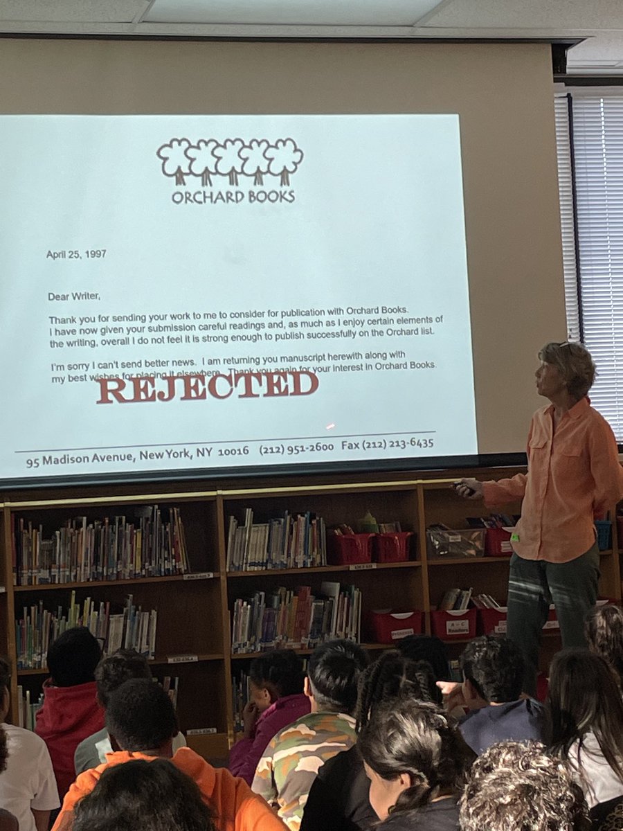 Thank you to ⁦<a href="/cobbemc/">Cobb EMC</a>⁩ &amp; <a href="/GasSouth/">Gas South</a>, my 5th graders ⁦<a href="/PowersFerryES/">Powers Ferry Elementary School</a>⁩ had a fantastic presentation by author Diane Shore. She gave advice about using figurative language &amp; music to inspire writing.  She said writing is a process; you must never be afraid to revise!