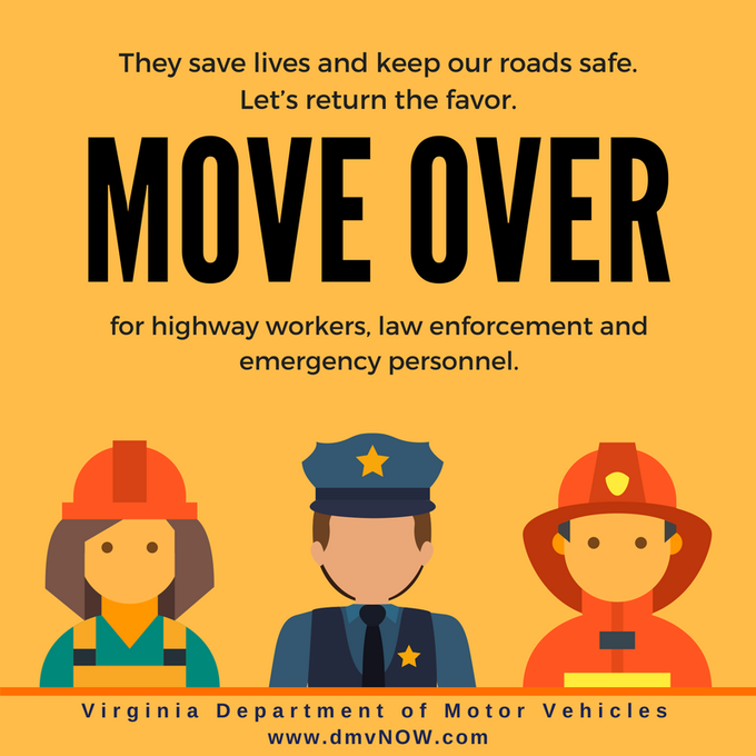 See highway/road workers 👷, law enforcement 🚓 or emergency personnel 🚒 with flashing lights on while driving? Please move over (if possible) and proceed with caution to keep everyone safe. More info: virginiadot.org/travel/move_it…