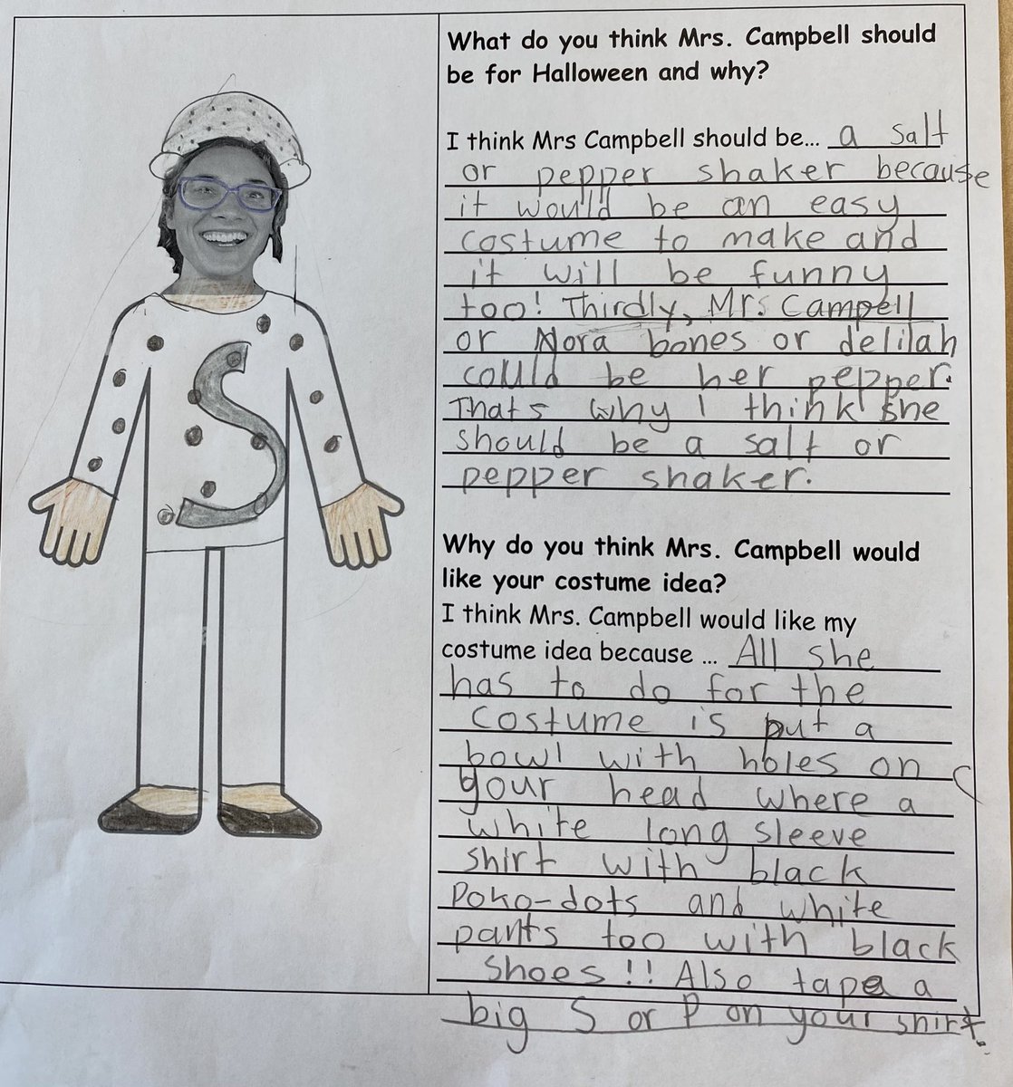 MissR_Teacher's tweet photo. I was inspired my my coworker @sfustHSD for this #WritingActivity. These made my day! #ELA #EnglishLanguageArts #Writing #FourthGrade #Grade4 https://t.co/BzCUz9W93D
