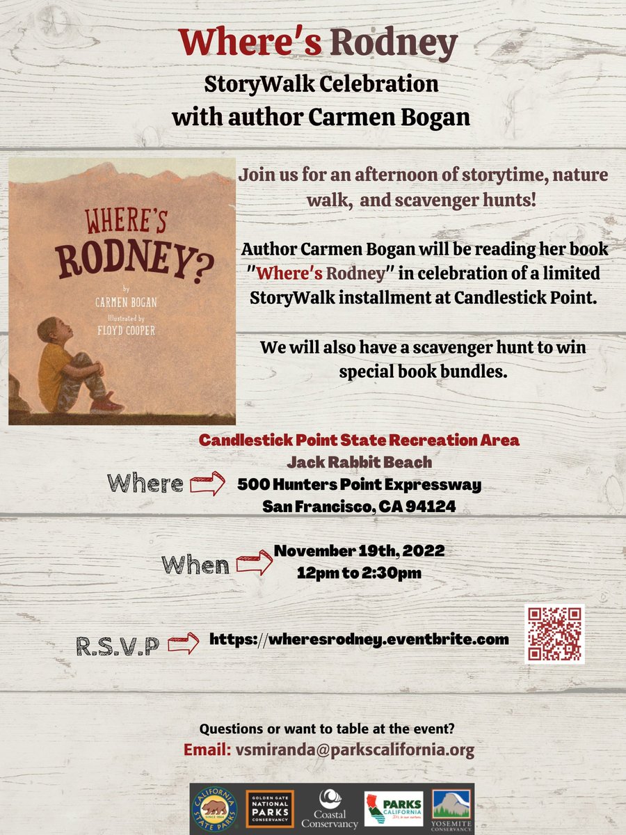 Where's Rodney is coming to Candlestick Point State Recreation Area. Join us for the opening celebration with author @CBoganAuthor eventbrite.com/e/wheres-rodne…