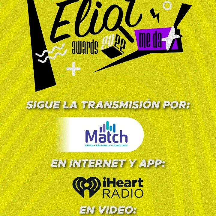 ✨Acompaña este jueves 27 de octubre a #Jary #Alondra y #Edson en la transmisión de los #EliotAwards2022 suscríbete a su canal de Youtube <a href="/EliotMedia/">Eliot Media</a> y sigue nuestras redes para más detalles <a href="/MatchMxFM/">MATCH FM</a>.
.
.
.
.
.
Descarga la app de <a href="/iHeartRadioMx/">iHeartRadioMx</a> para escuchar desde tu 📲