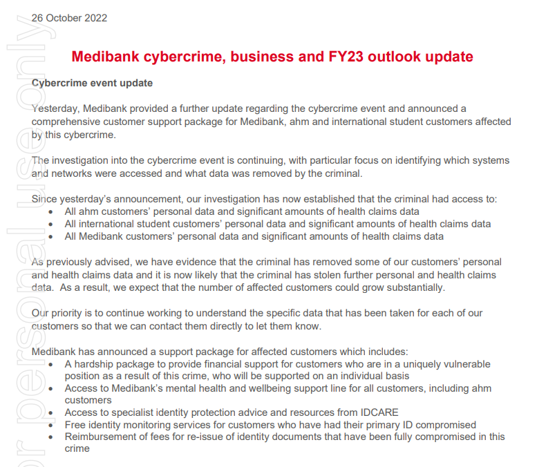naveenjrazik's tweet photo. #BREAKING: Medibank says all customer personal data was exposed to Cybercriminals as well as "significant amounts" of health claims. "We expect that the number of affected customers could grow substantially." #auspol @SBSNews https://t.co/YxfYbVJbwS