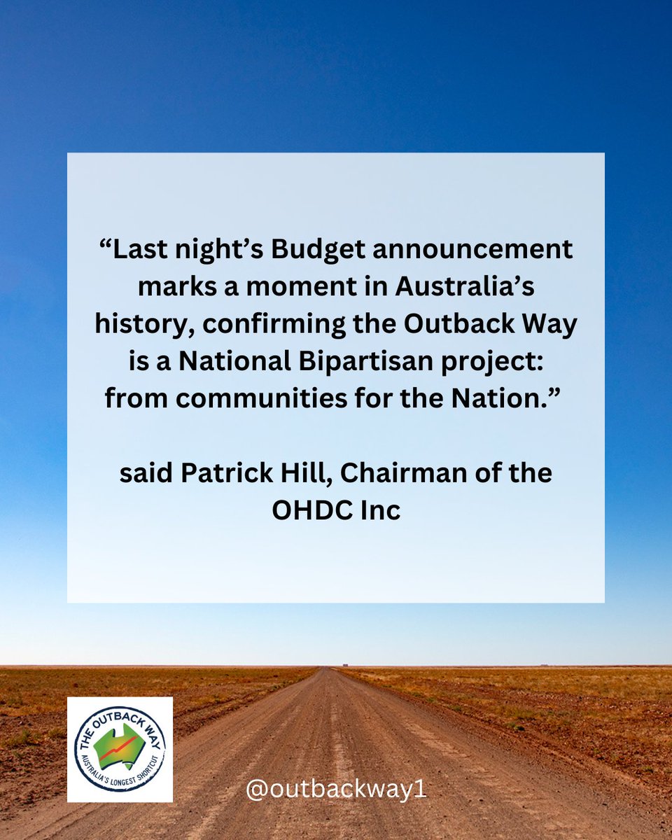 OutbackWay1's tweet photo. The Outback Highway Development Council Inc (OHDC Inc) members are elated that in the budget last night, the Albanese Government has honoured the $678Million allocated to the Outback Way project in the March budget, by the previous government.
#auspol #AusPol2022 #OutbackWay https://t.co/XlHxYQiJFI