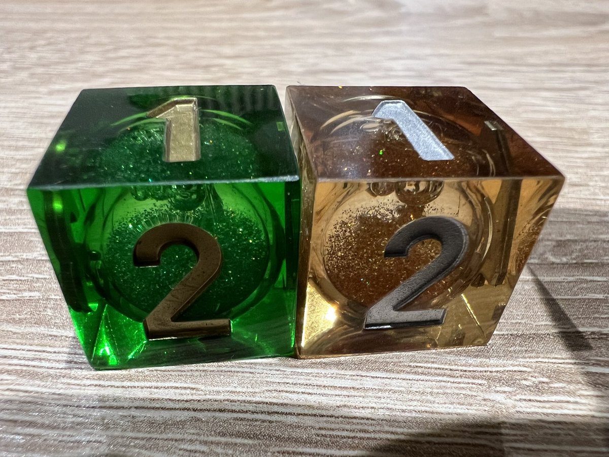 #dicechallenge - day 25 - Dice jail for life - Neither of these bloody dice, sparkly they may be, would roll above 2 during the final battle of <a href="/itsginnydi/">Ginny Di</a>’s <a href="/dndinacastle/">D&D in a Castle</a> game.  Good thing i had so many handaxes…