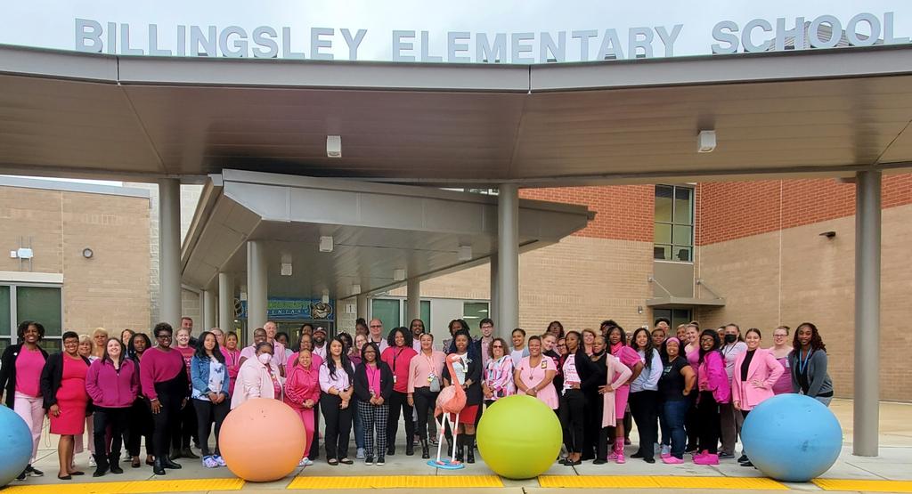 Billingsley_ES's tweet image. We wore pink in recognition of Breast Cancer Awareness month. #WeAreBillingsley #GoBobcatsGo 💙💚🧡