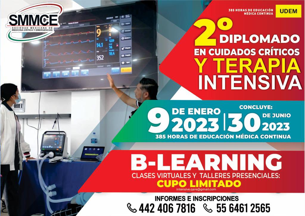 ederzamarron's tweet photo. 2° Diplomado en Cuidados Críticos y Terapia Intensiva 🏥🚑

Clases Virtuales y Talleres En Vivo
🔹Ventilación Mecánica 🫁
🔺Monitoreo Hemodinámico🫀
🔸Monitoreo Neurocrítico
▪️Ecografía
▫️y mucho más!

Ene - Jun 2023
Aval Universitario
Cupo Limitado! https://t.co/yhIXkxNVJH