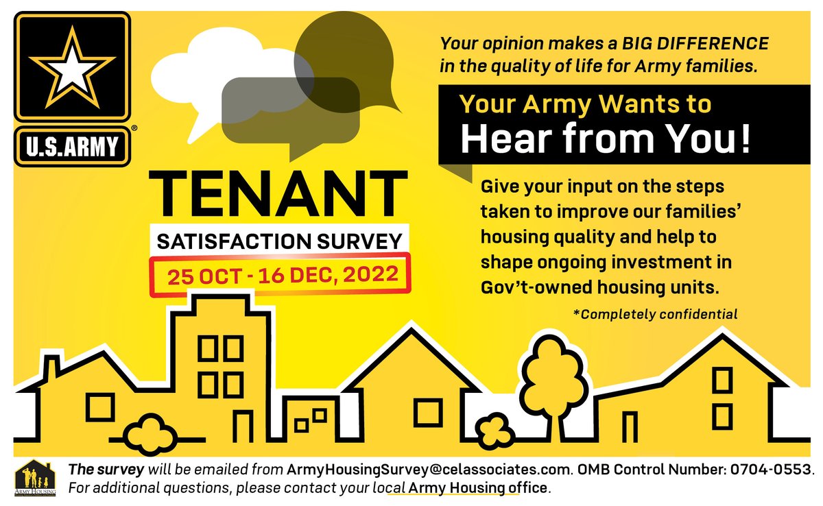 Your voice matters! #USArmy Housing office wants to hear from you. Be sure to check your email for the survey to help improve on base housing and #QoL for Army families. Read more ➡️ spr.ly/6015Moqiv