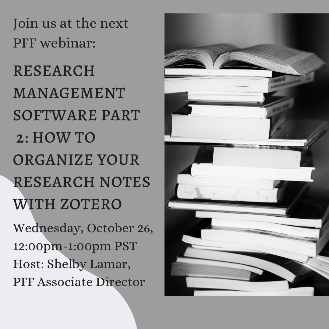 CAFE_CGU's tweet photo. Join us tomorrow, Wednesday October the 26th, for our next webinar: Research Management Software Part  2: How to organize your research notes with Zotero. The webinar will take place from noon until 1pm PT. Please register at this link: https://t.co/CtiMu351Tg https://t.co/mmT2Ztbme5