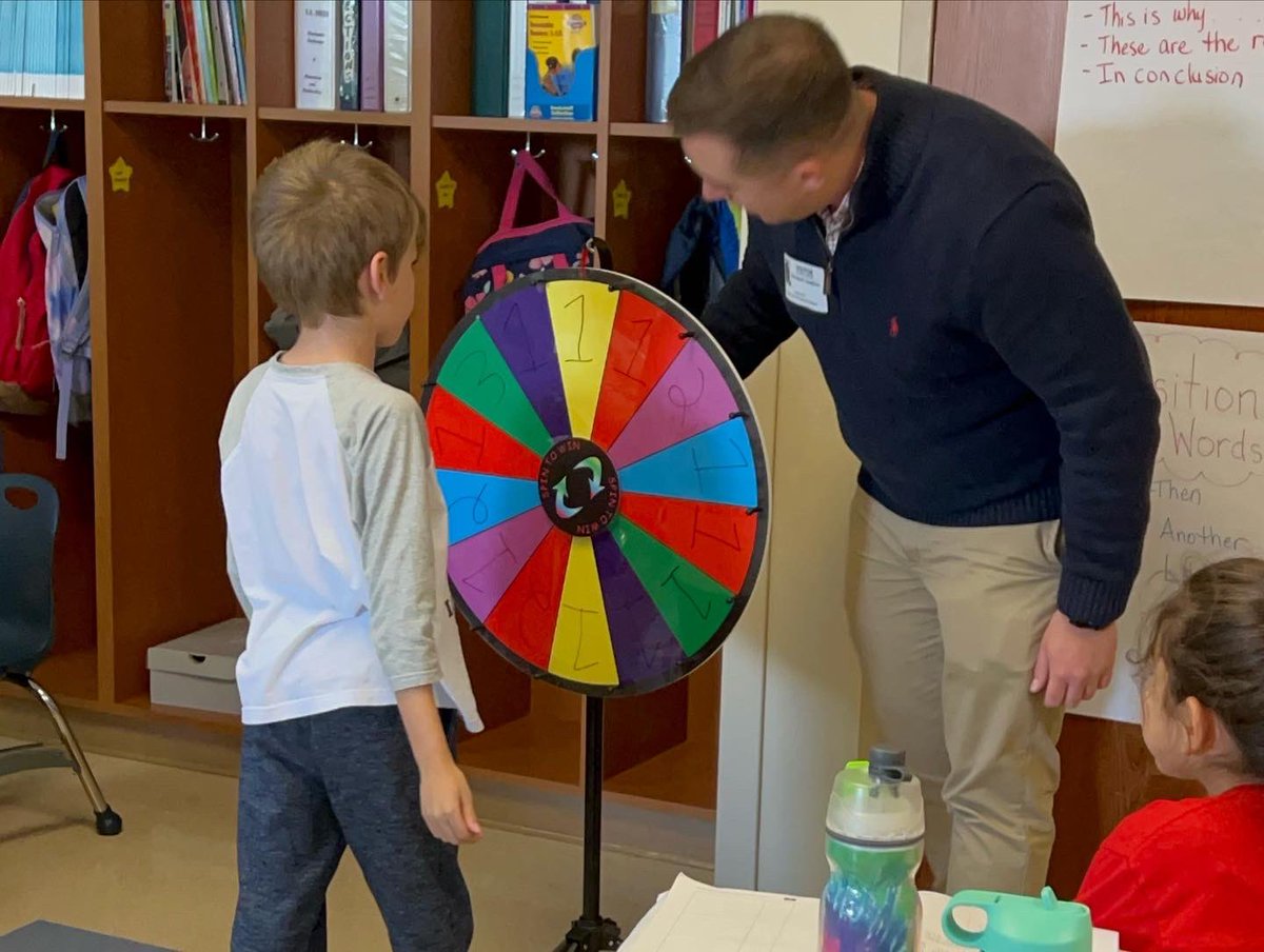 CedarLaneAppo's tweet photo. @DreamBox_Ben and the @DreamBox_Learn Prize Patrol visited us to let some of our eagles 🦅 spin the wheel of prizes! Congrats to all of our winners! #CLEleaders https://t.co/MVAUPq9dXB