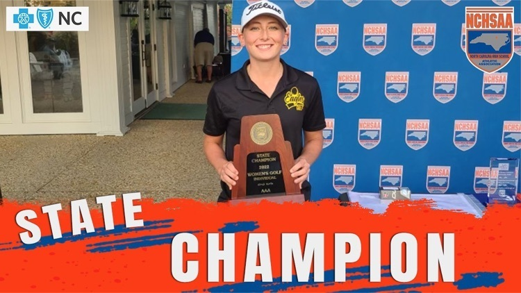 ABSS Virtual School senior Emily Mathews, who plays on the Eastern High Team, shoots a 6 under par 66 today in the final round of the NCHSAA State Championships to win her 3rd straight state title. She will be playing golf next year at Virginia Tech. Congratulations, Emily!