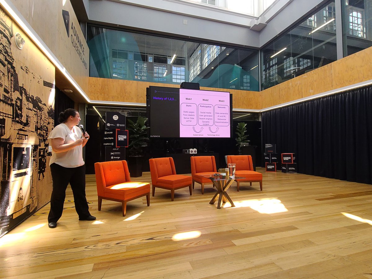 AshMRichter's tweet photo. At #SomethingDigital #SD22 in Brisbane, and Melissa Crossman of @CryptolocGroup is giving one of the best, most succinct, &amp; pragmatic overviews of the state of self sov identity &amp; data ownership in #Web3 I've seen thus far. Love it xx https://t.co/jcKboTZdzc