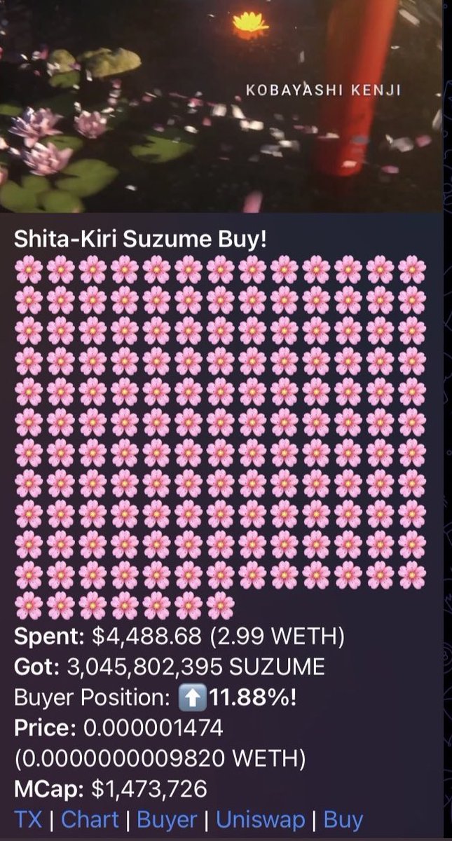 Big buys still eating $SUZUME dips 🌸